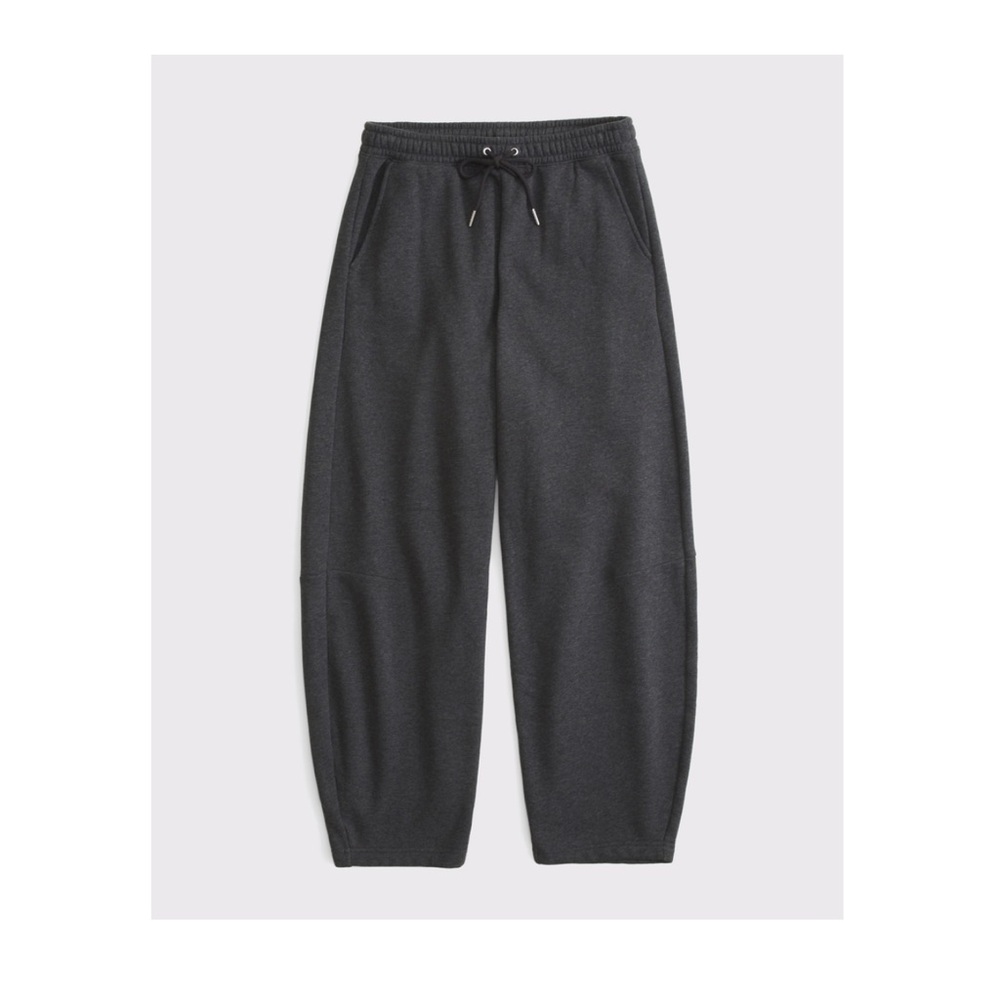 Dark Gray Mid Rise Barrel Sweatpants with Drawstring Waist